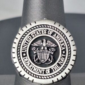 925 Sterling Silver United States Navy Men's Ring Size 8 And 9 Available